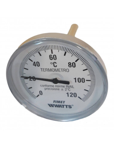 THERMOMETRE ARRIERE FIMET WATTS 0 - 120°C CADRAN Ø 80 MM AVEC PUITS 10 CM 1/2