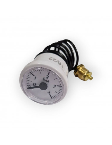 SIME 6146101 HYDROMÈTRE Ø 40 MM 0-4 BAR BLANC AVEC CAPILLAIRE DE CHAUDIÈRE