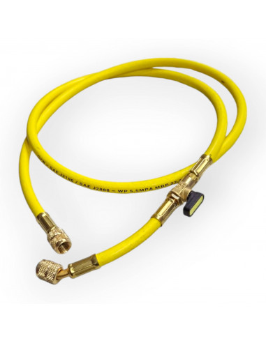 WIGAM 06072013003 TUYAU FLEXIBLE 150 CM JAUNE 5/16 GAZ R410 + ROBINET + DÉPRESSEUR