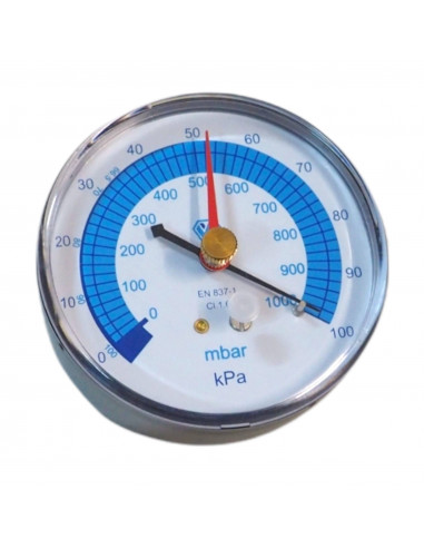 JAUGE À VIDE WIGAM Ø 80 CONNEXION ARRIÈRE 1/8 NPT 100 KPA-0 JAUGE À VIDE JAUGE DE PRESSION